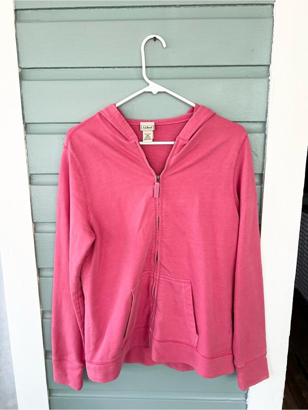 LL Bean pink zip up hoodie 100% cotton size medium outdoor camping gorpcore